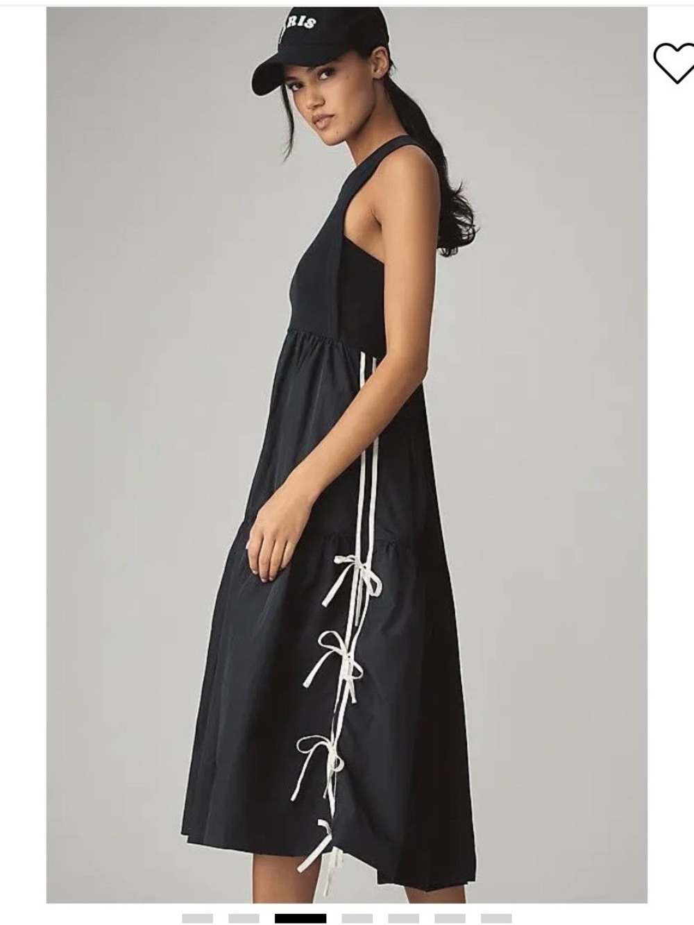 Anthropologie Daily Practice Bowline Black/Blue Midi Dress White Bows xs